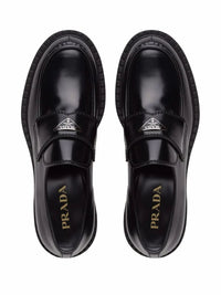 Prada Men Chocolate Brushed Leather Loafers