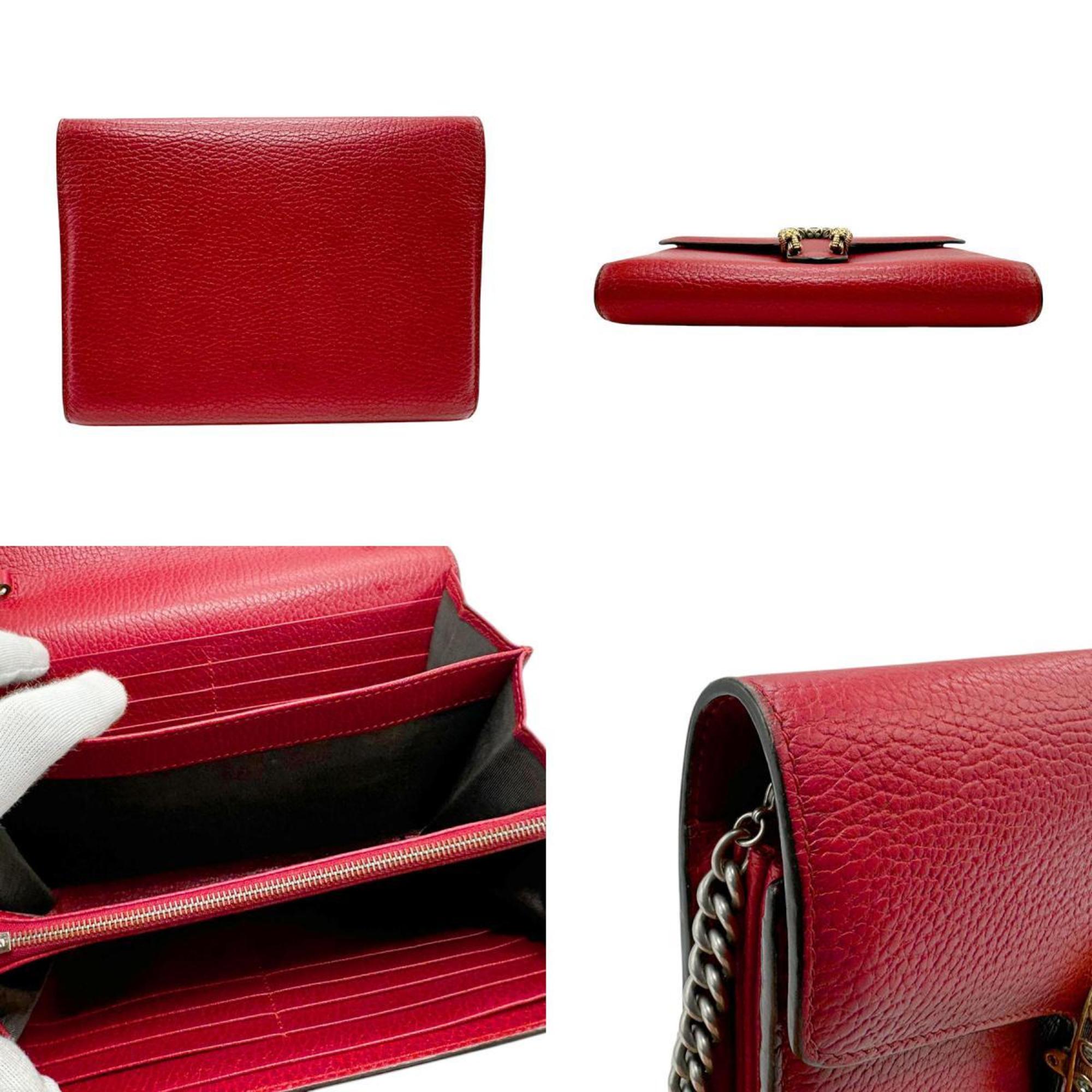 Gucci Dionysus Red Leather Shoulder Bag (Pre-Owned)