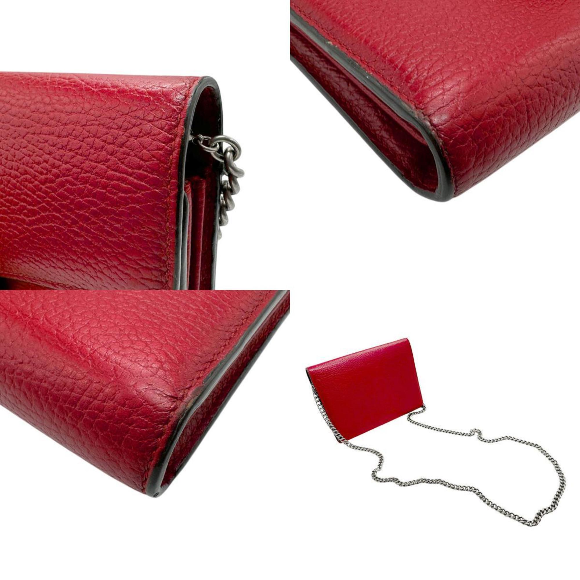 Gucci Dionysus Red Leather Shoulder Bag (Pre-Owned)