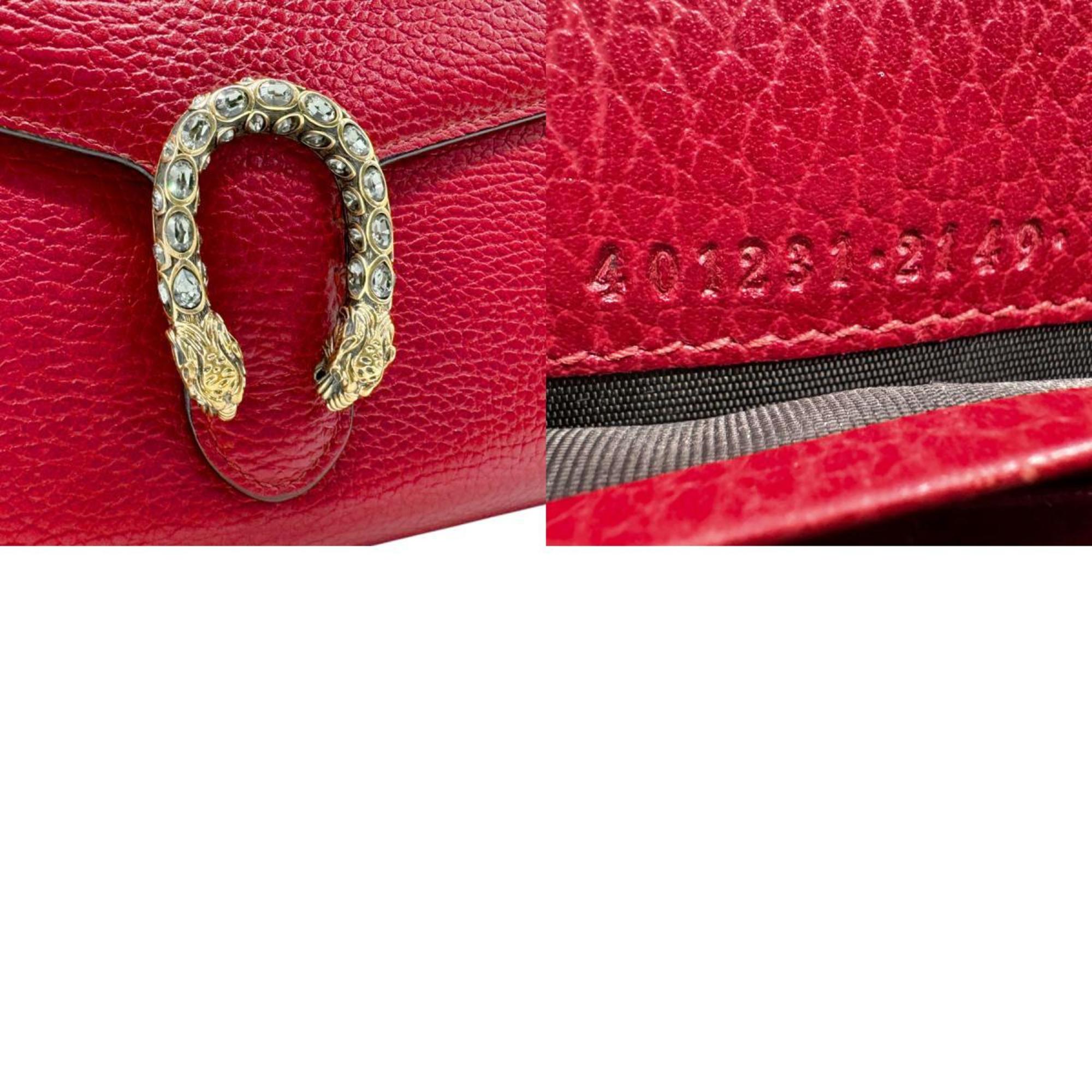 Gucci Dionysus Red Leather Shoulder Bag (Pre-Owned)