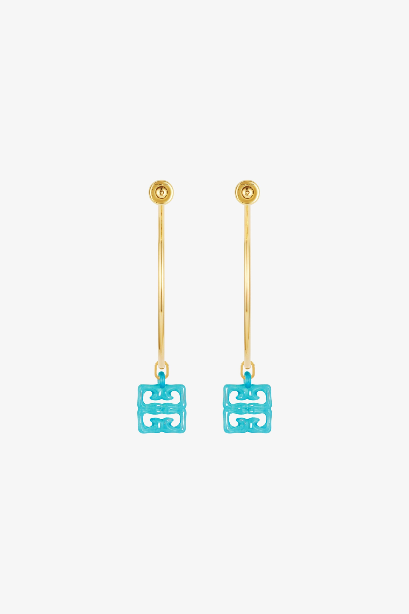 Givenchy 4G Liquid Golden Color L Hoops Earrings_Aqua Green