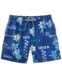 Vintage Summer Ponji Volley Swim Trunk 30" Waist Blue