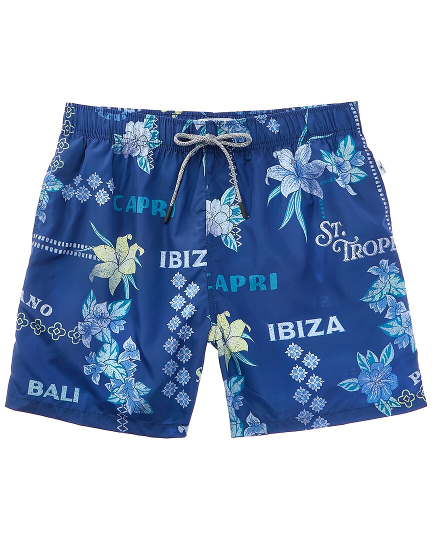 Vintage Summer Ponji Volley Swim Trunk 30" Waist Blue
