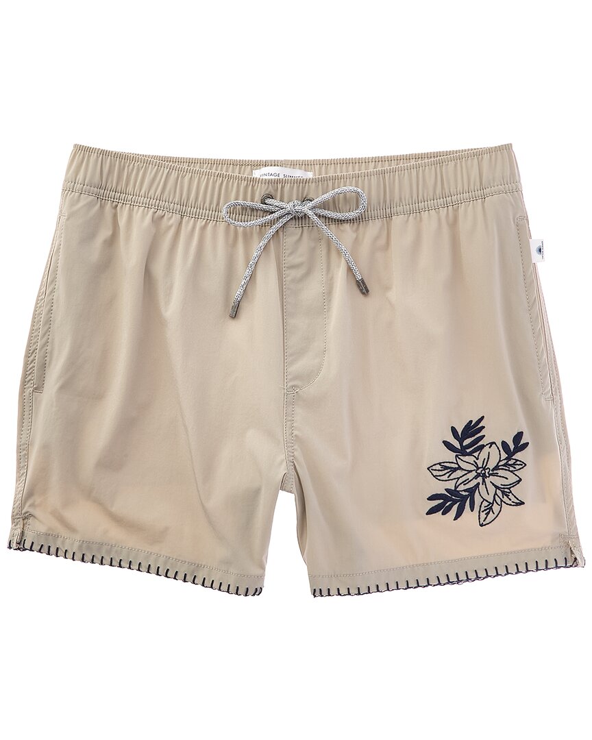Vintage Summer Embroidered Swim Short