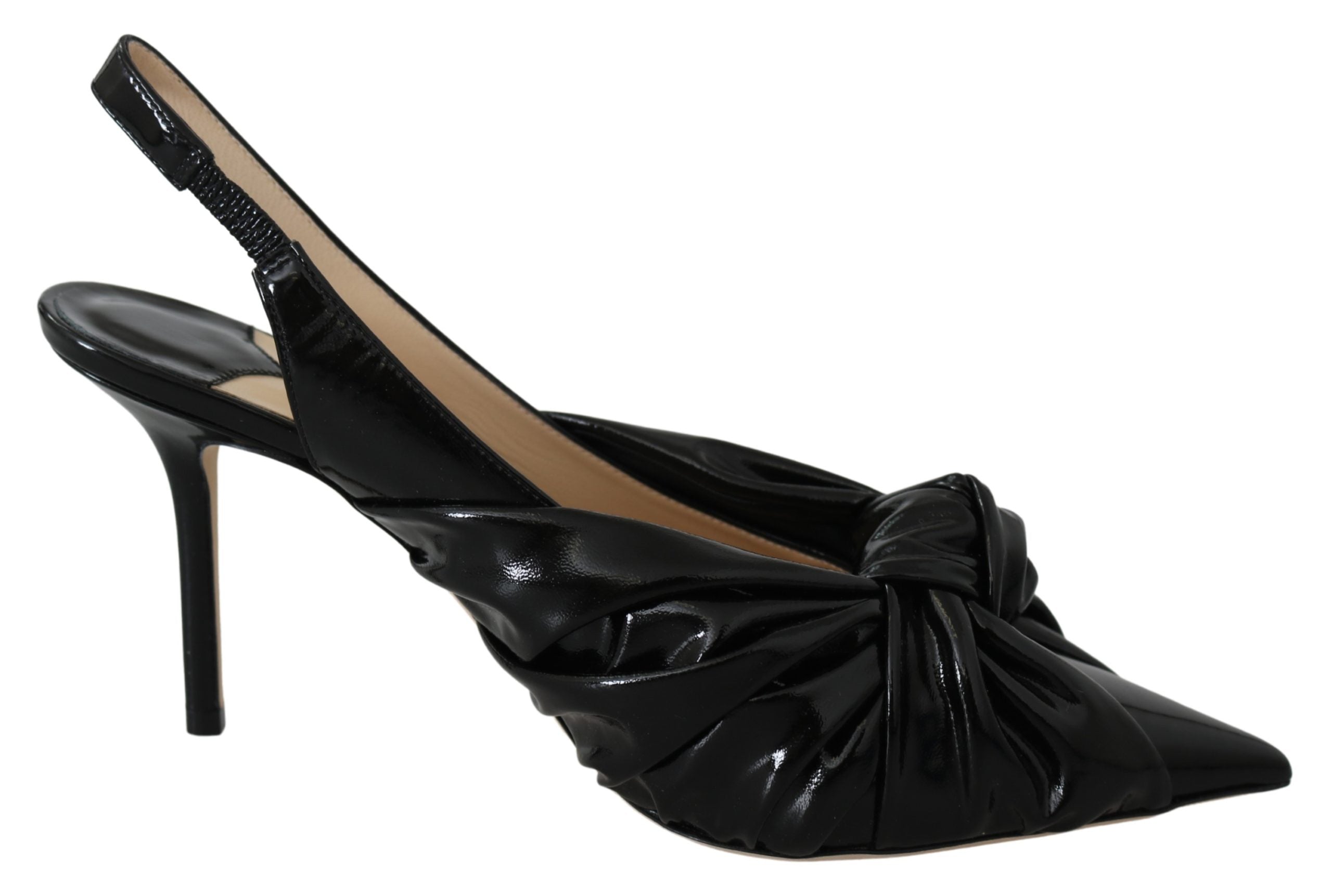 Jimmy Choo Love 100 Black Patent Leather Slingback Pumps Black