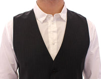 Dolce & Gabbana Men's Pinstripe Wool Vest - Black