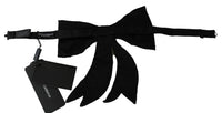 Dolce Gabbana Silver Tone 100% Silk Crystal Embellished Women Bowtie
