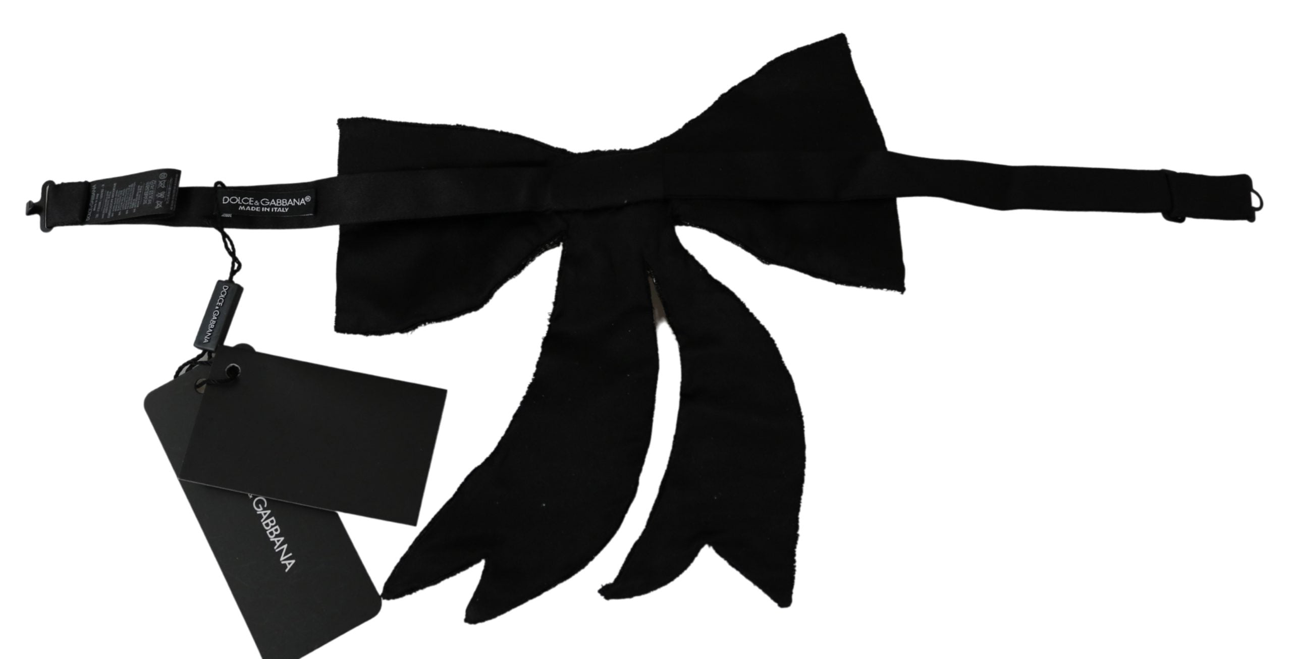Dolce Gabbana Silver Tone 100% Silk Crystal Embellished Women Bowtie