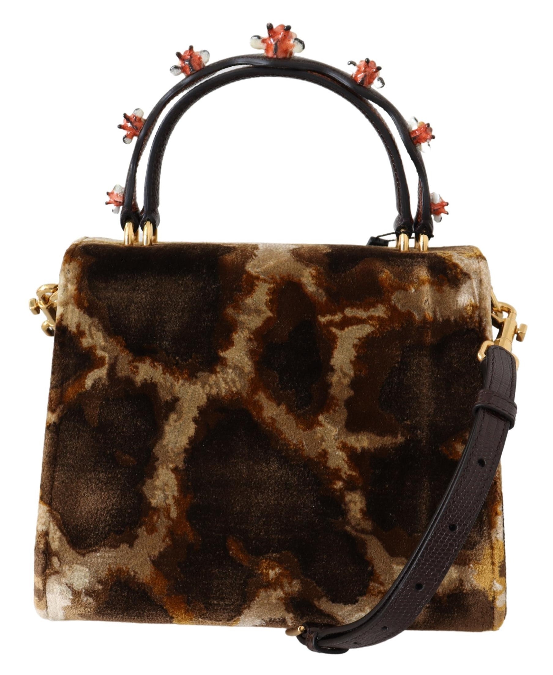 Dolce & Gabbana Devotion Small Velvet Giraffe Print Bag
