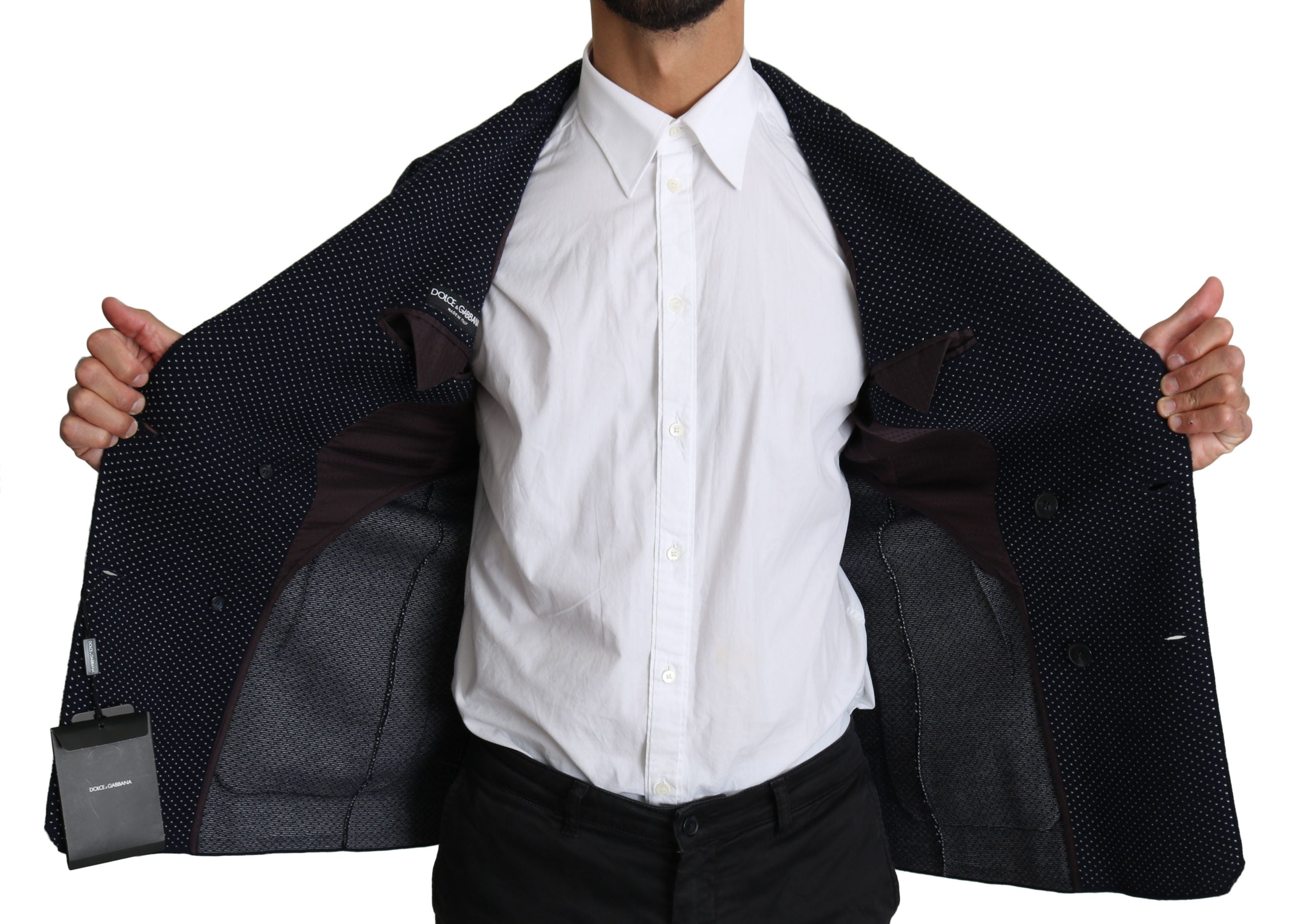 Dolce & Gabbana Dark Dotted Double Breasted Coat Blazer