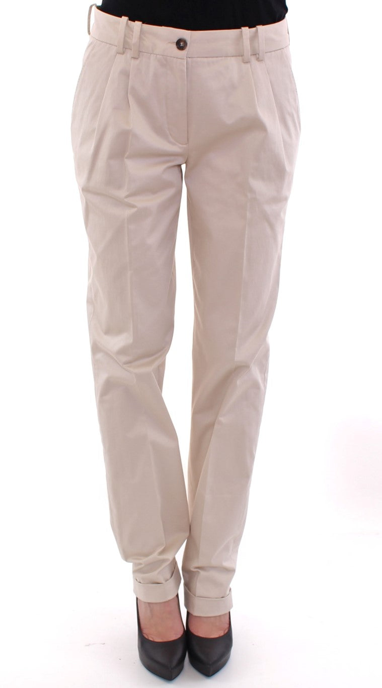 Dolce & Gabbana Pleated Trousers Beige Cotton Style