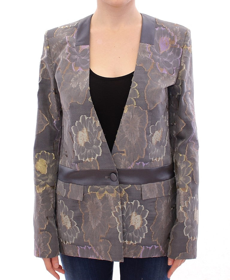 Roberto Fragata Women's Floral Embroidered Blazer Gray