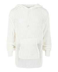 Ferragamo Mens Crochet Drop-Sleeve Hoodie