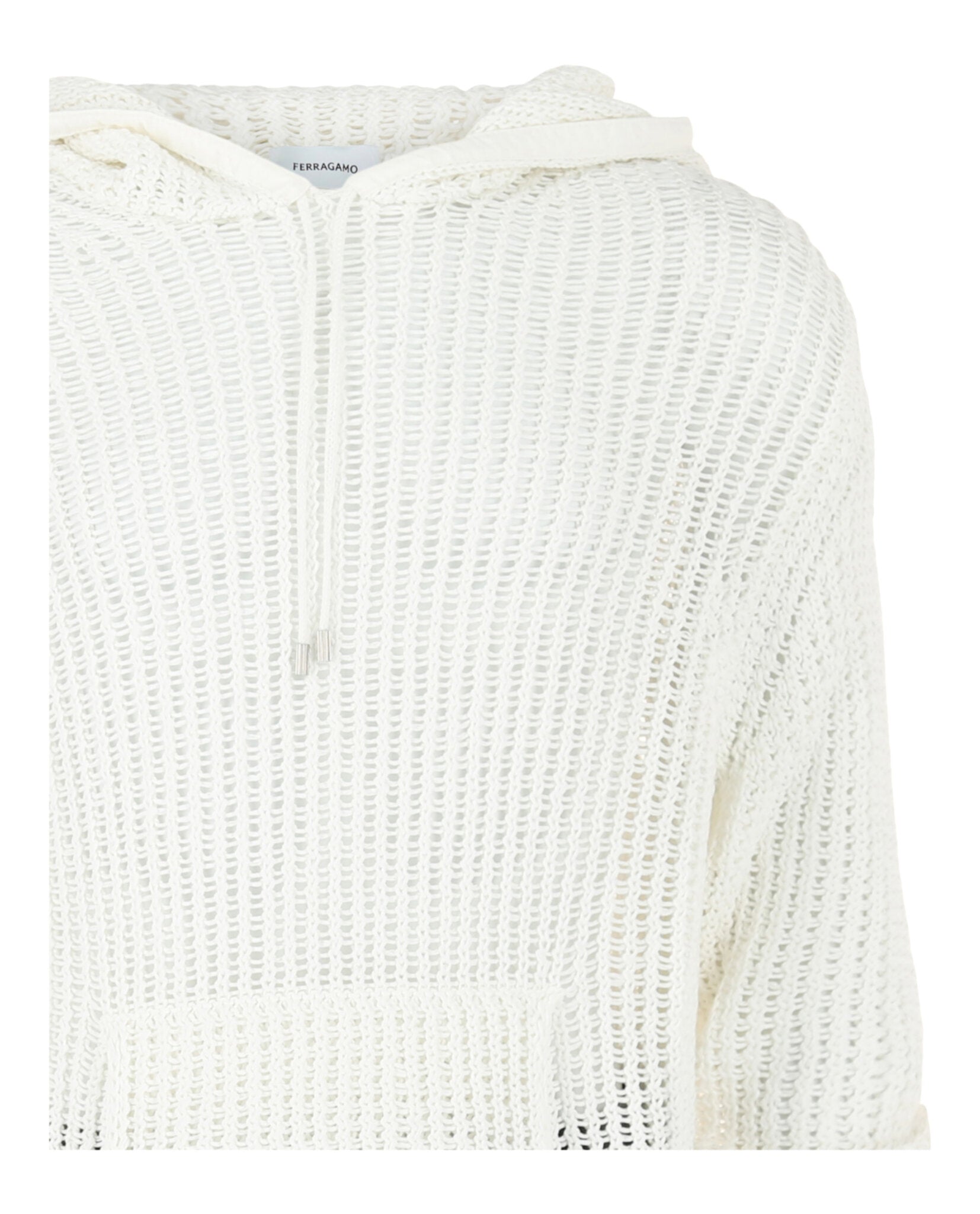 Ferragamo Mens Crochet Drop-Sleeve Hoodie