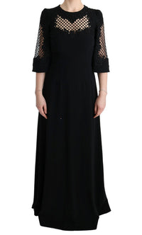 Dolce & Gabbana Lace Trimmed Black Midi Dress