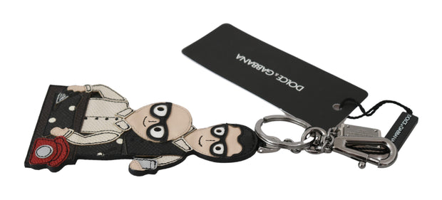 Dolce  Gabbana Leather Dominico Stefano #DGFAMILY Logo Badge Keychain
