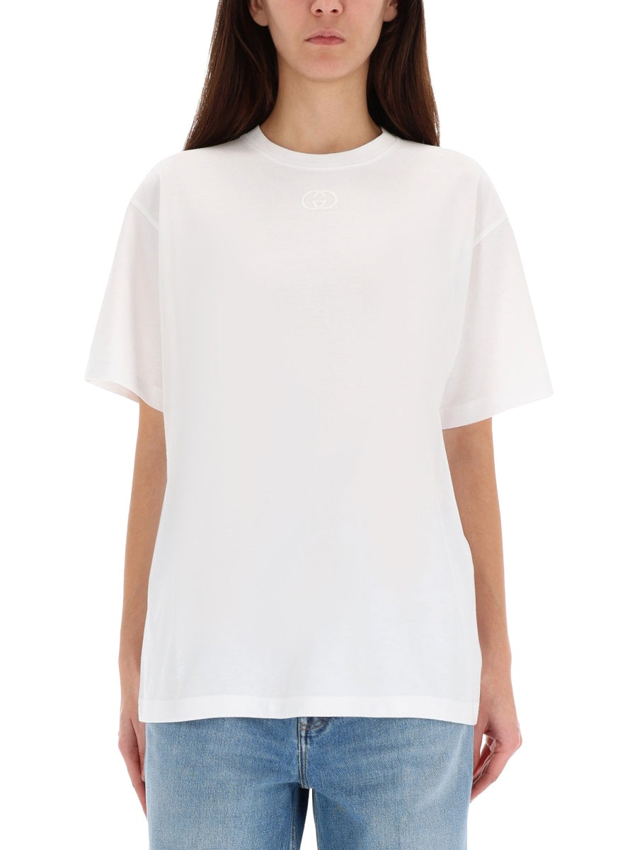 Gucci Women T-Shirt With Logo Embroidery