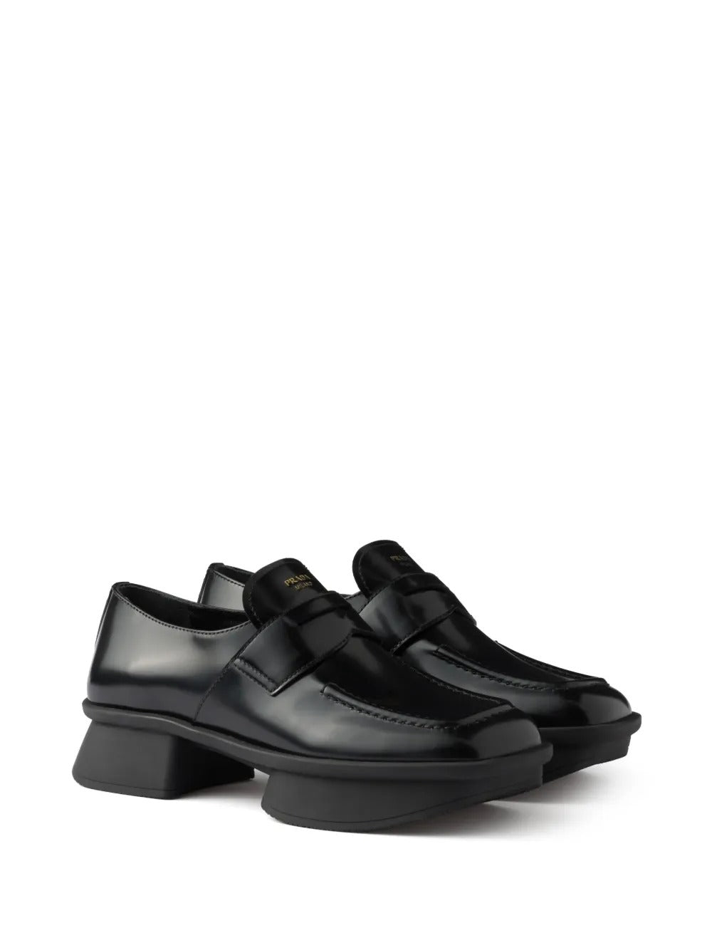 PRADA Equal Brushed Leather Loafers Women