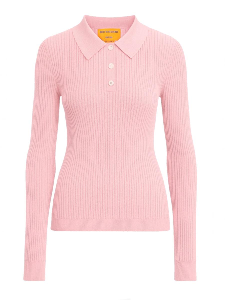 Guest In Residence Women Long Sleeve "Shrunken" Polo Shirt
