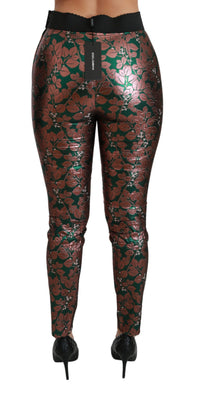 Dolce & Gabbana Green Bronze Leaf Tights Skinny Women's Pants