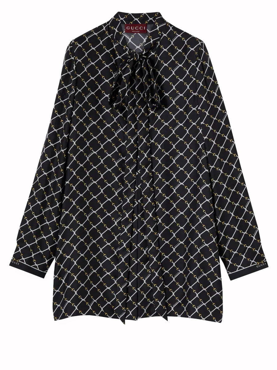 Gucci Women Printed Silk Twill Dress