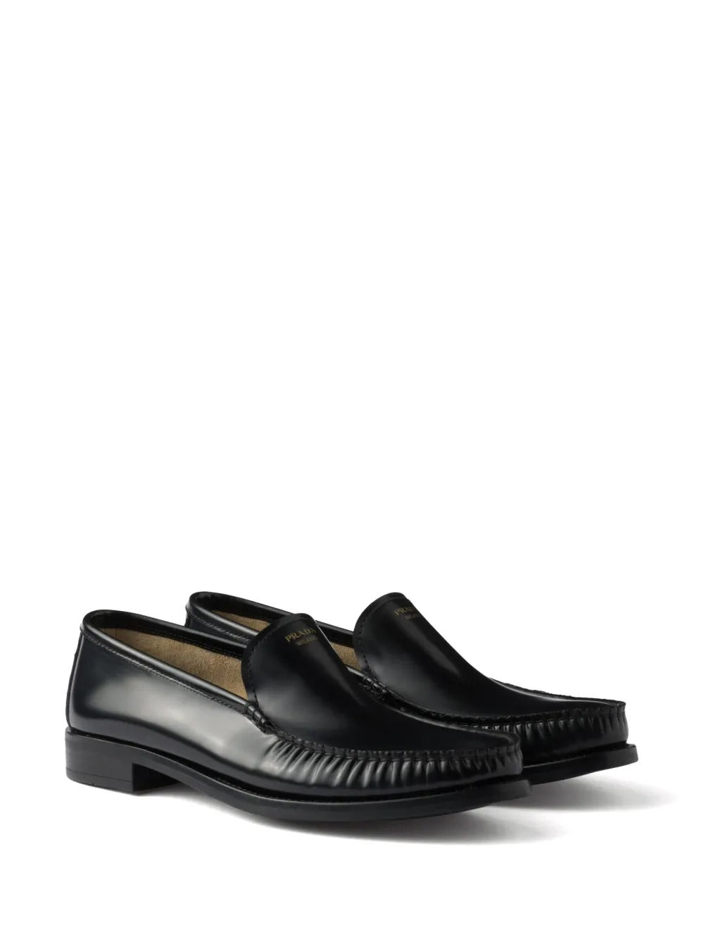 PRADA Brushed Fumé Leather Loafers Women