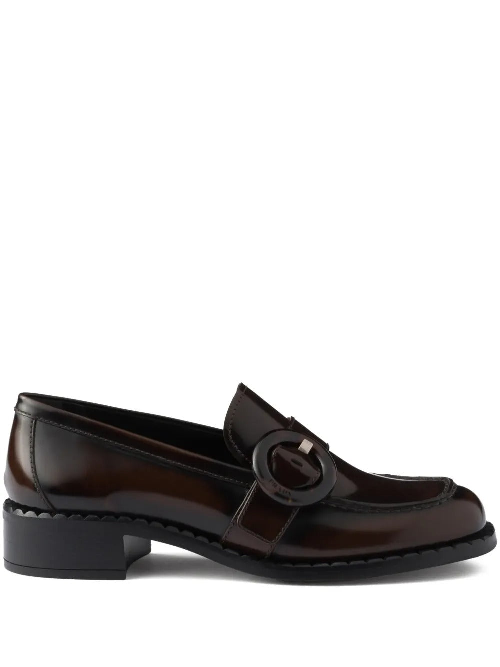 PRADA Brushed Fumé Leather Loafers Women