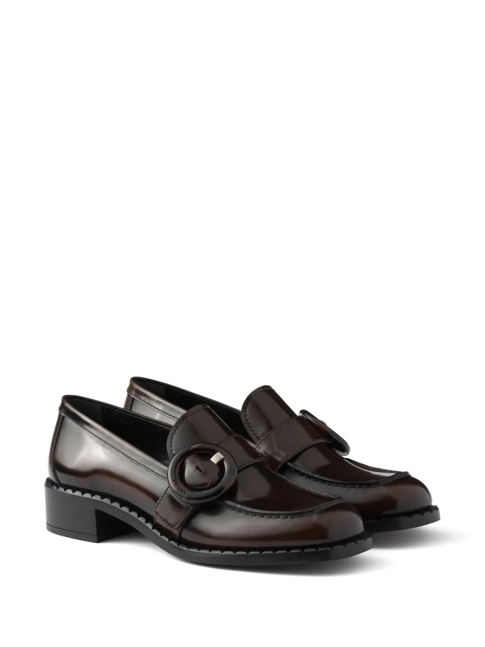PRADA Brushed Fumé Leather Loafers Women