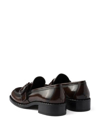 PRADA Brushed Fumé Leather Loafers Women