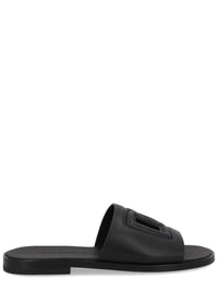 Dolce & Gabbana Men Leather Slide With Logo