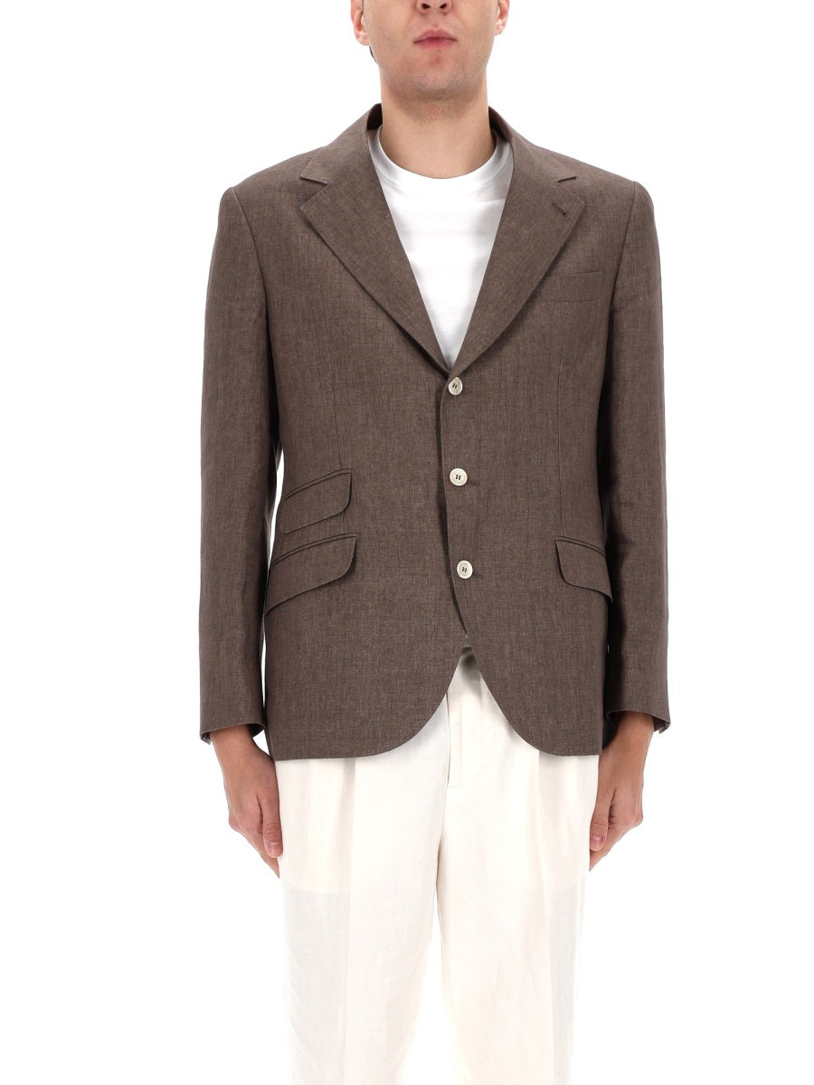 BRUNELLO CUCINELLI Brunello Cucinelli Men Single-Breasted Linen Jacket
