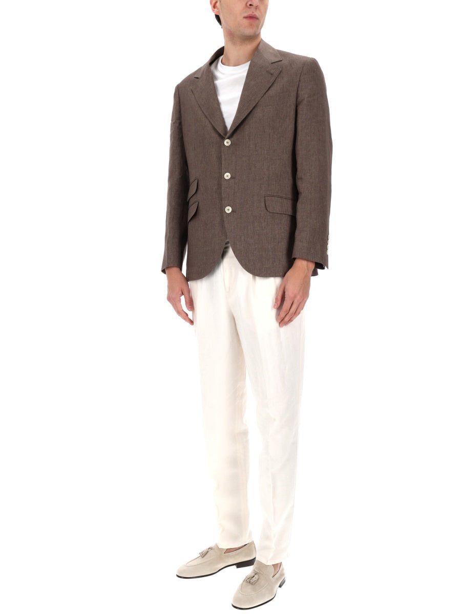 BRUNELLO CUCINELLI Brunello Cucinelli Men Single-Breasted Linen Jacket