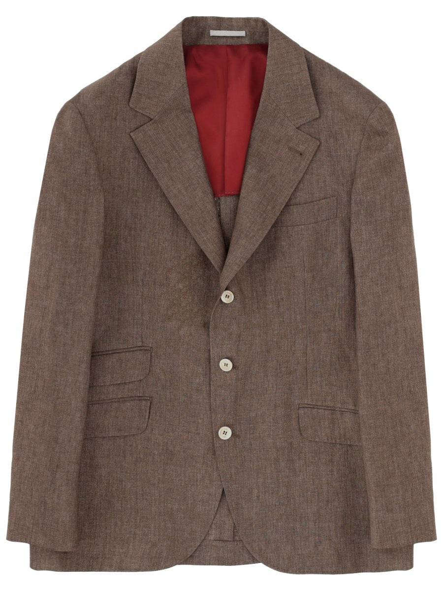 BRUNELLO CUCINELLI Brunello Cucinelli Men Single-Breasted Linen Jacket