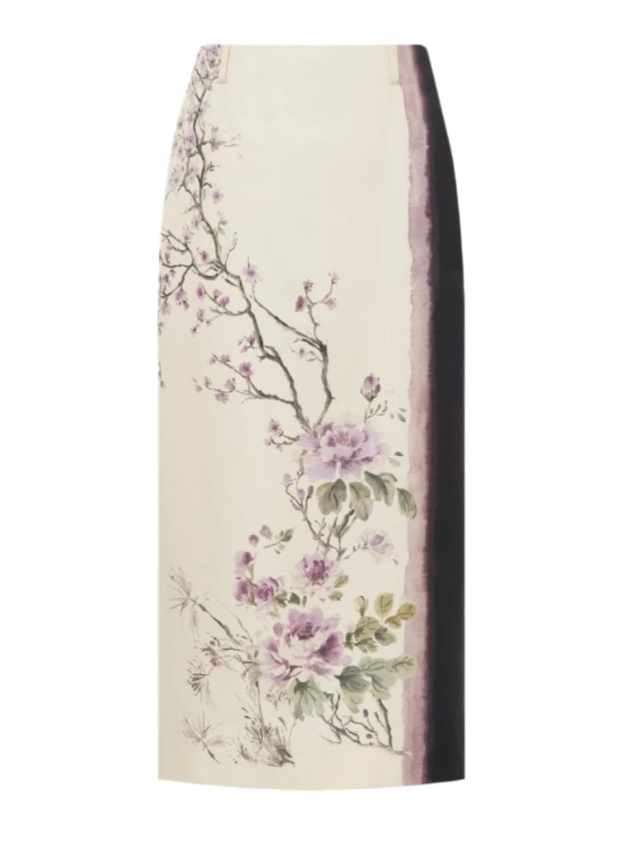 Dior Women Printed Midi Skirt