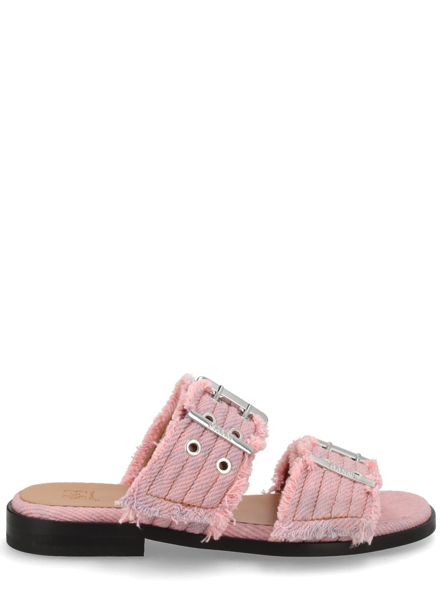 Ganni Women Denim Sandal With Bangs