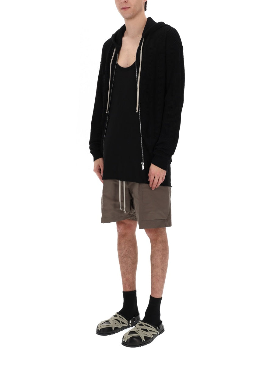 Rick Owens Men Zipper Hooded Shirt