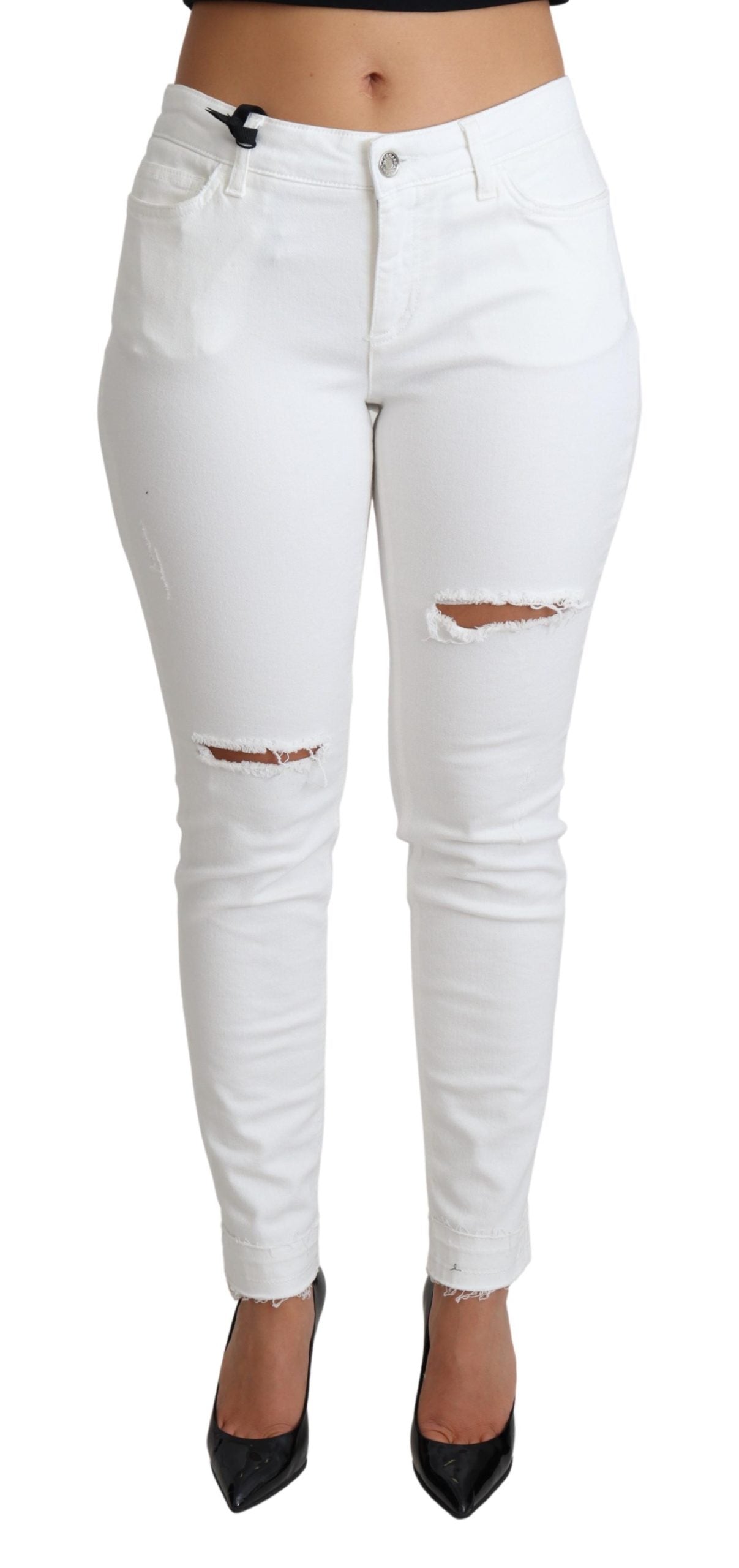 Dolce & Gabbana Women's White Distressed Skinny Jeans