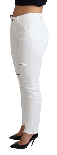 Dolce & Gabbana Women's White Distressed Skinny Jeans