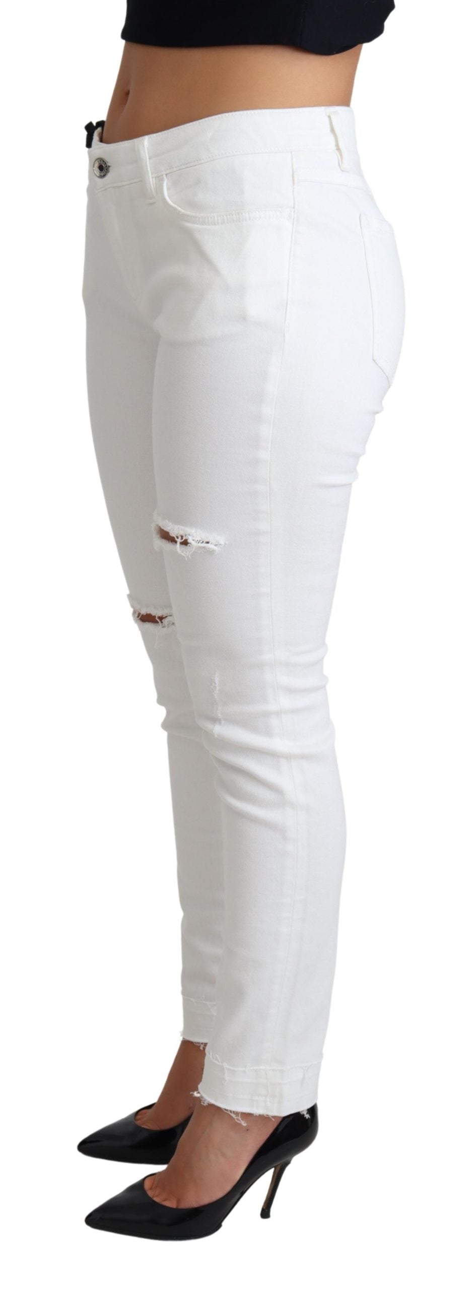 Dolce & Gabbana Women's White Distressed Skinny Jeans