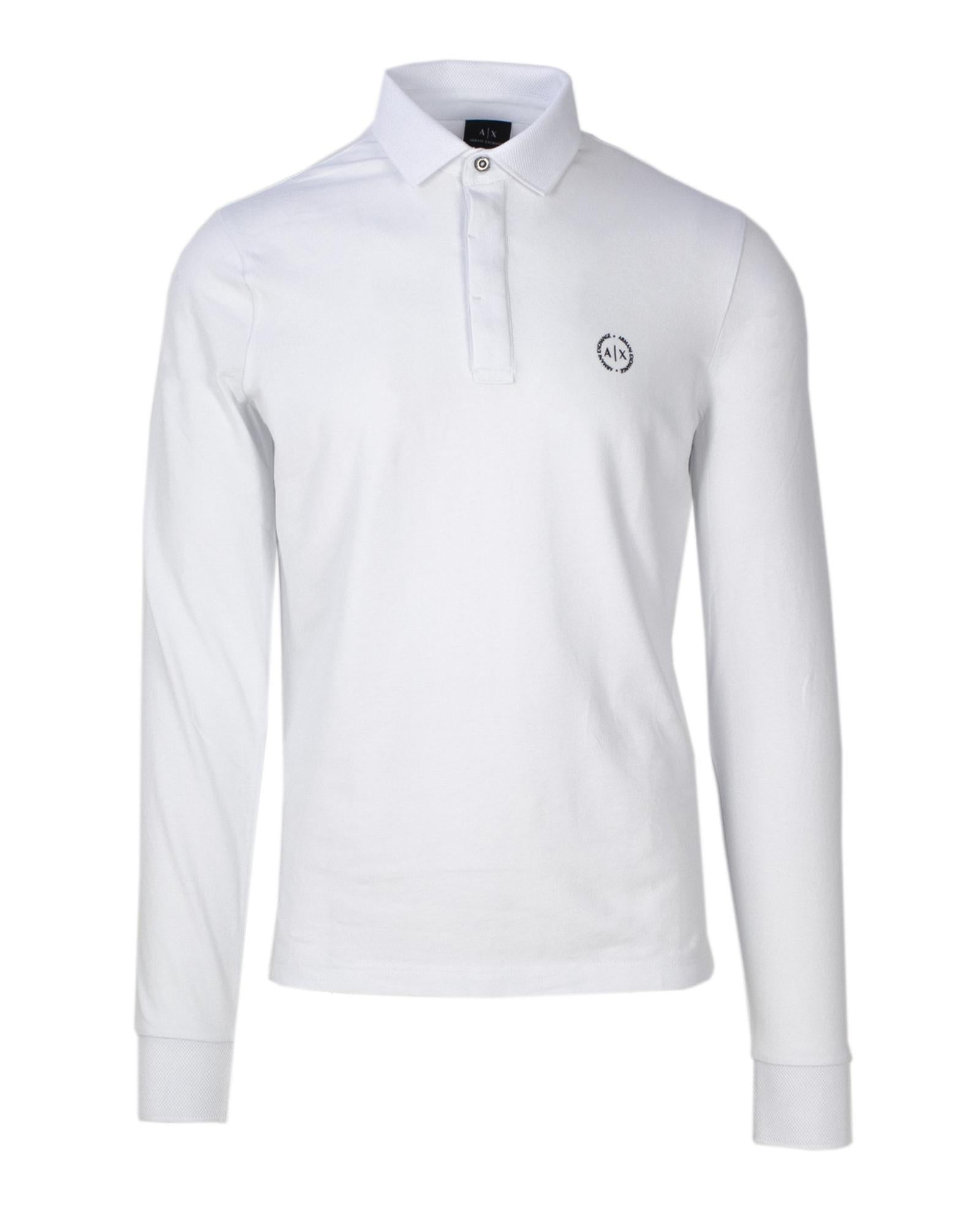 Armani Exchange Long Sleeve Polo Shirt for Men White