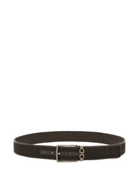 FERRAGAMO Basketweave Effect Leather Belt With Square Buckle Women
