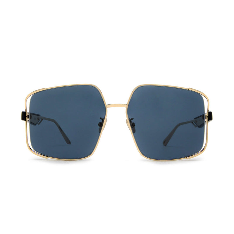Dior Square Full Rim, with a Gold frame and Blue lens.