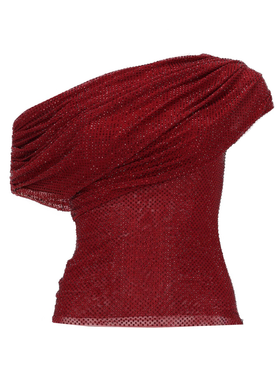 Self-Portrait Women Asymmetrical Top With Rhinestones