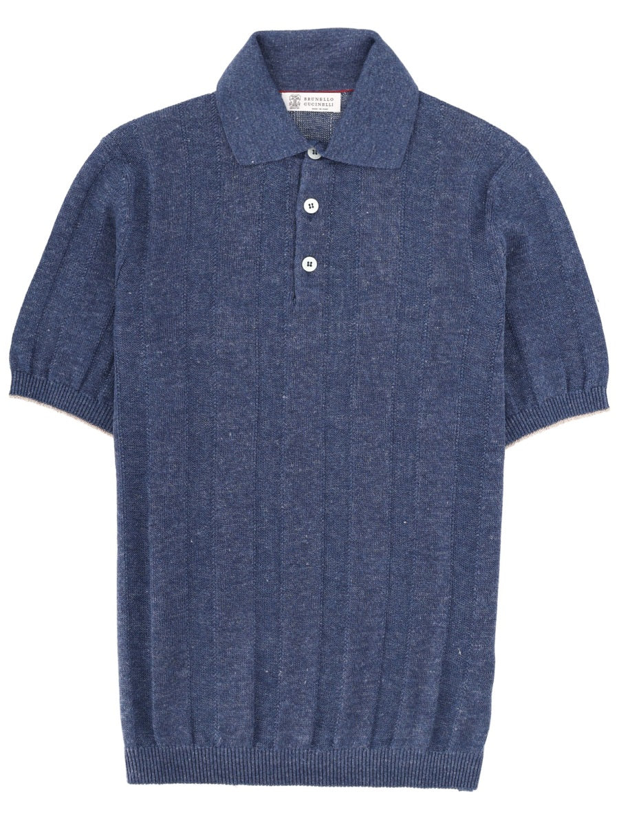 BRUNELLO CUCINELLI Brunello Cucinelli Men Linen Knit Polo Shirt