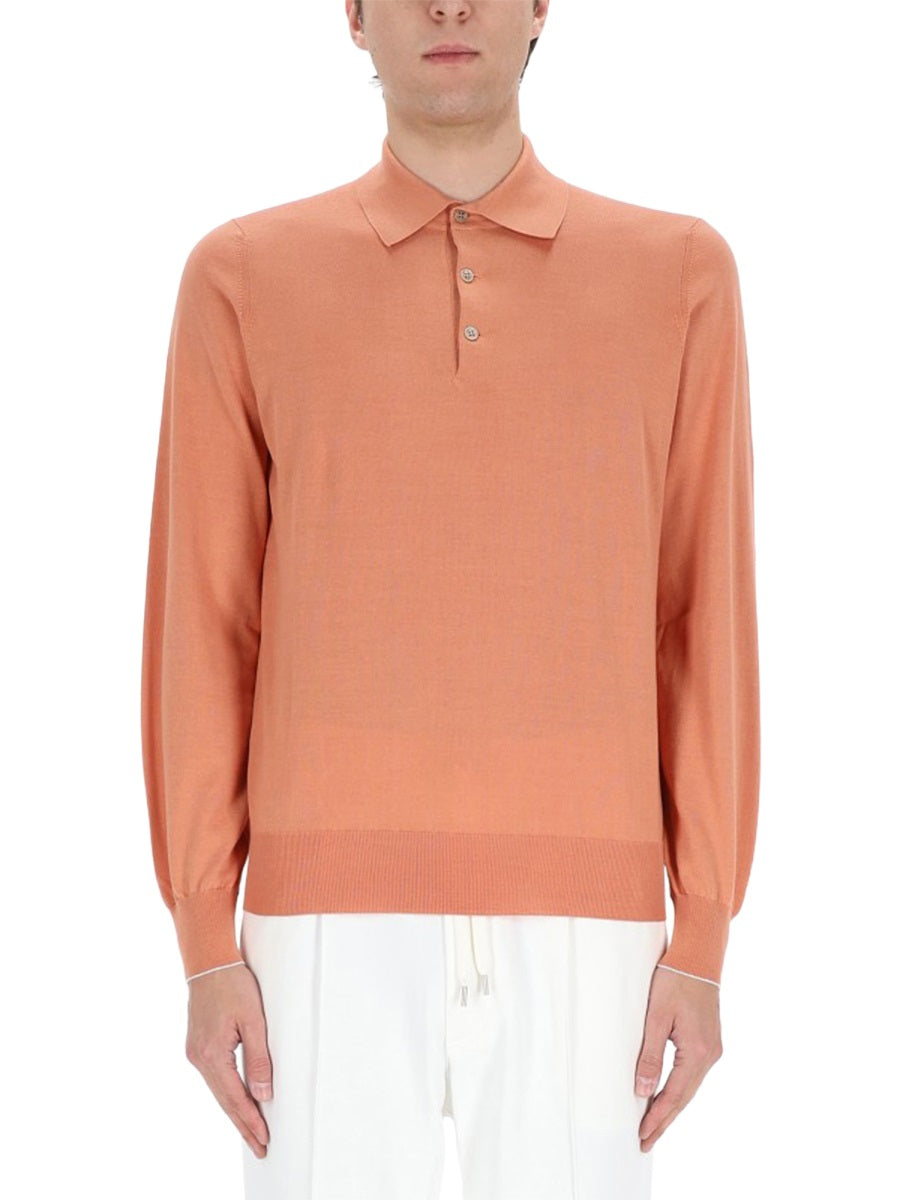 Brunello Cucinelli Men Cotton Knit Polo Shirt