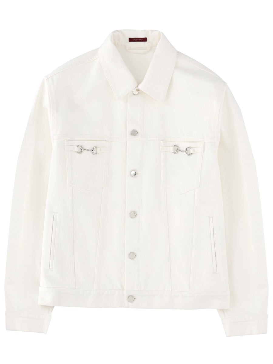 Gucci Men Giacca In Denim Con Morsetti