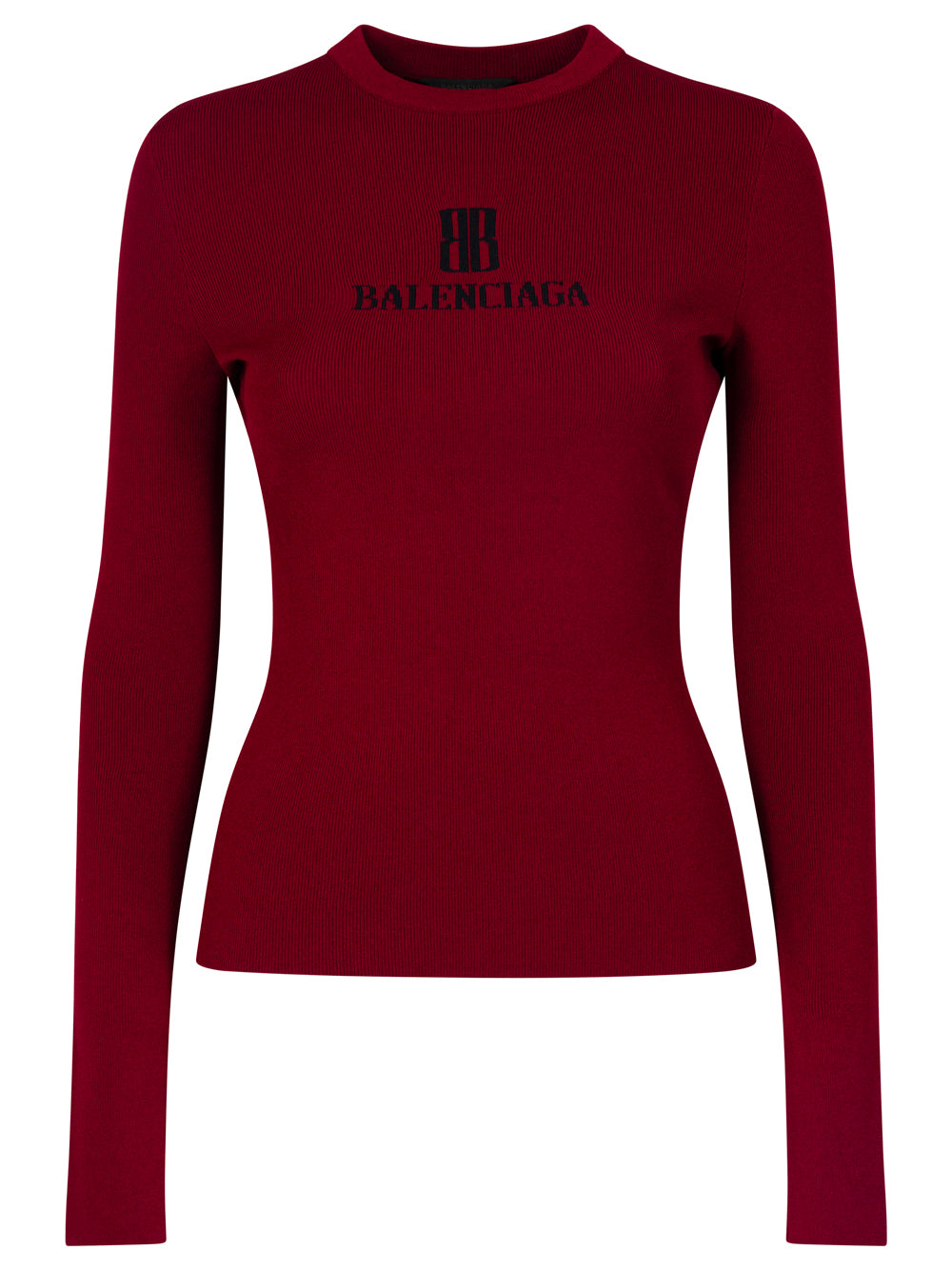 BALENCIAGA Ribbed Crewneck Long-Sleeved Fitted Top Women