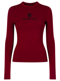 BALENCIAGA Ribbed Crewneck Long-Sleeved Fitted Top Women