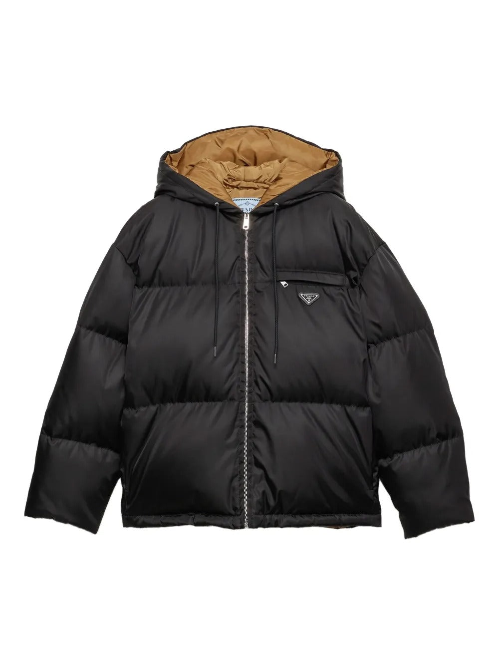 PRADA Contrasting Lining Hooded Down Jacket Women