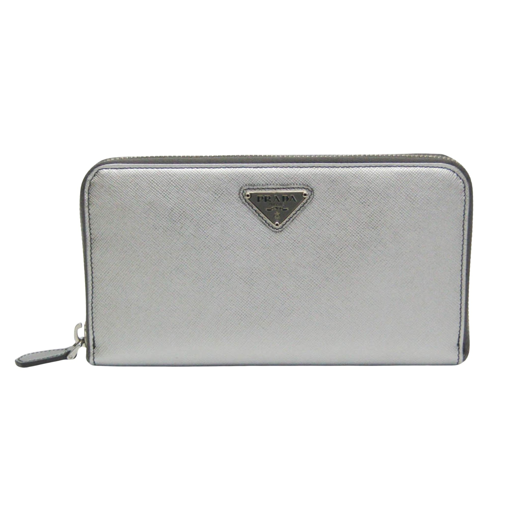 Prada Silver Leather Wallet  (Pre-Owned)